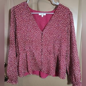 Madewell Semi Sheer Long Sleeve Floral Print Shirt Womens M Button Up